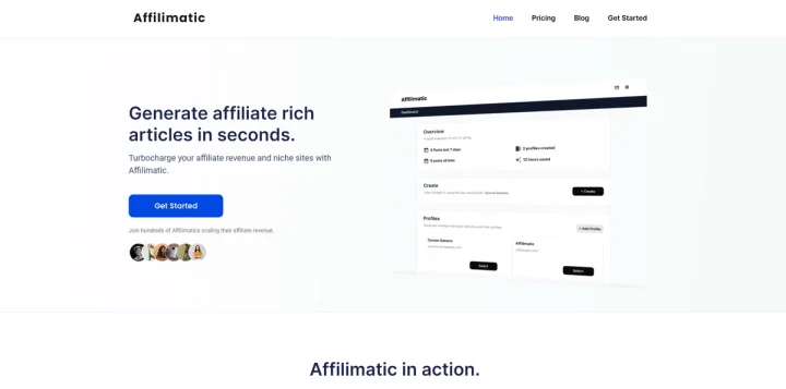 Screenshot of Affilimatic website