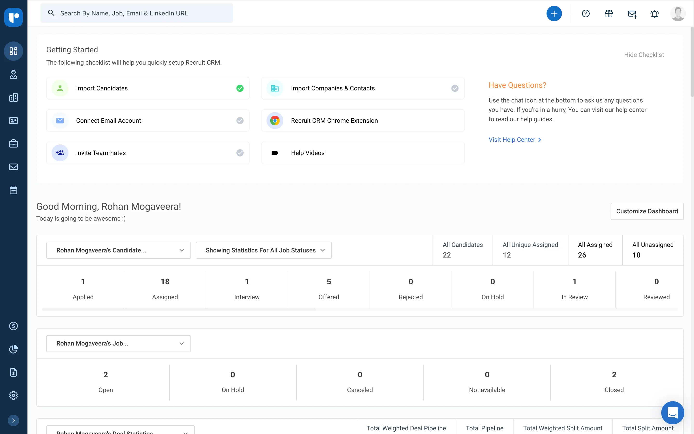 Screenshot of Recruit CRM website