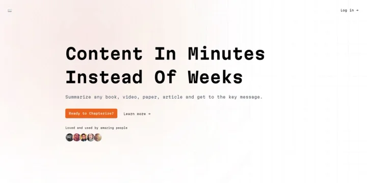 Screenshot of Chapterize.ai website