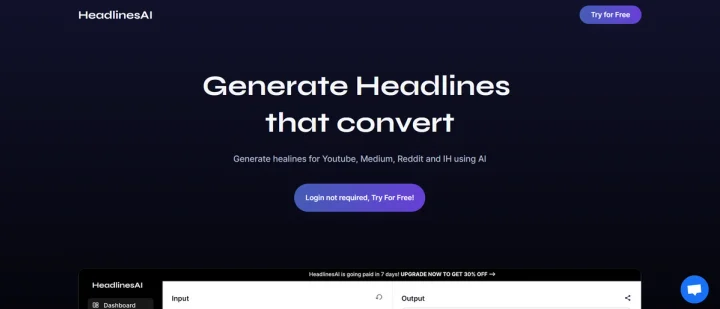 Screenshot of HeadlinesAI website