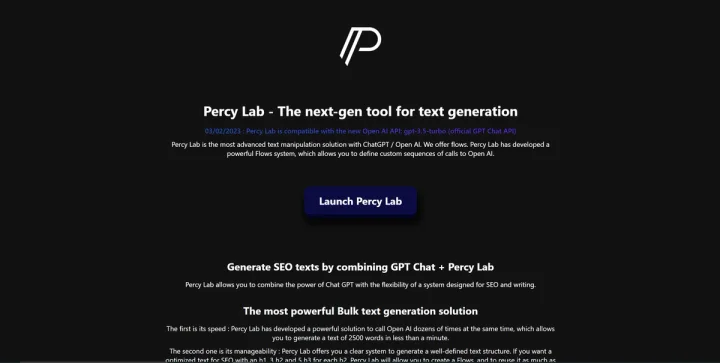 Screenshot of Percy Lab website