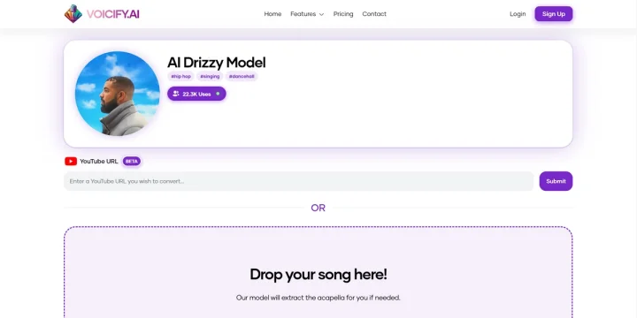 Screenshot of AI Drake website