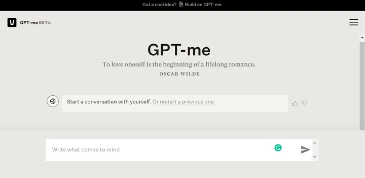 Screenshot of GPT-Me website