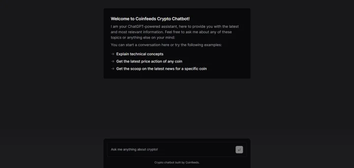 Screenshot of Coinfeeds website