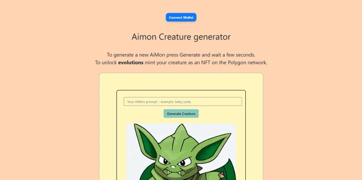 Screenshot of Aimons website