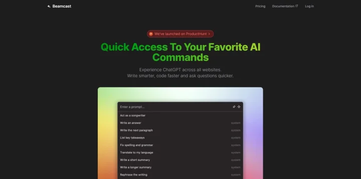 Screenshot of Beamcast website
