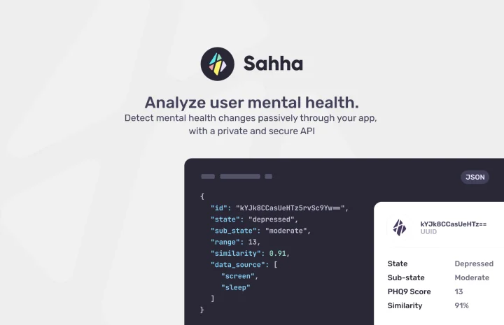 Screenshot of Sahha website
