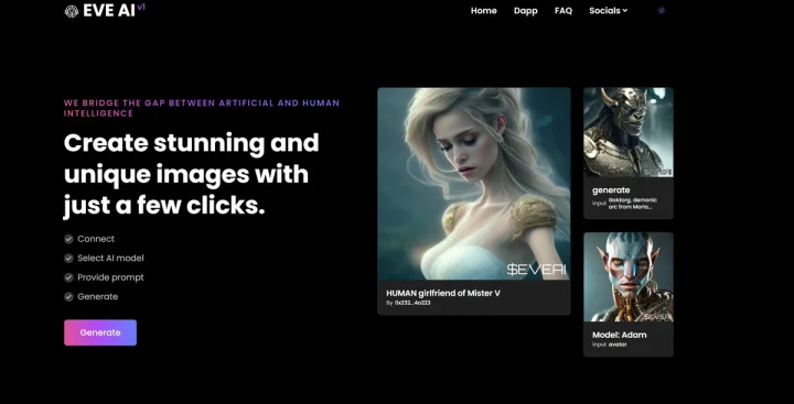 Screenshot of EVE AI website