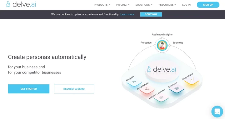 Screenshot of Delve website
