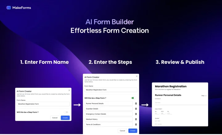 Screenshot of MakeForms’ AI Form Builder website