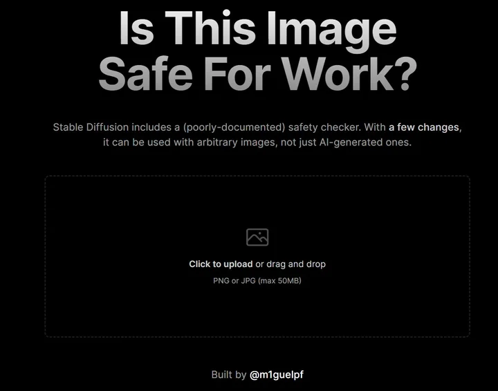 Screenshot of NSFW Checker website
