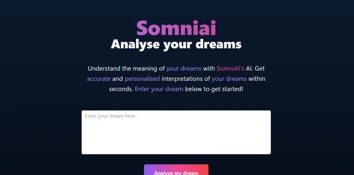 Screenshot of SomniAI website
