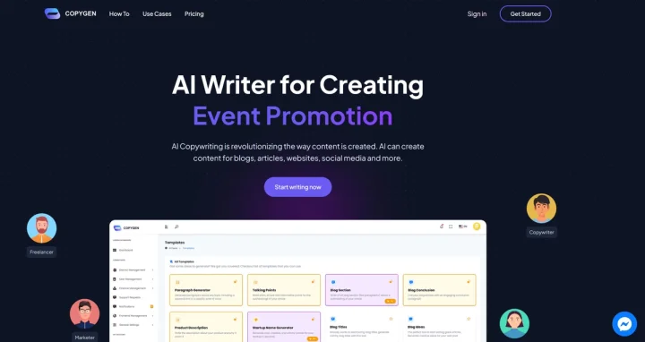 Screenshot of CopyGen website