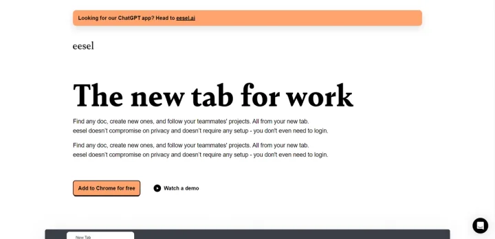 Screenshot of Eesel website