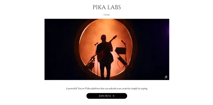 Screenshot of Pika Labs website