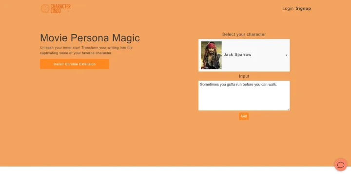 Screenshot of Charachter Lingo website