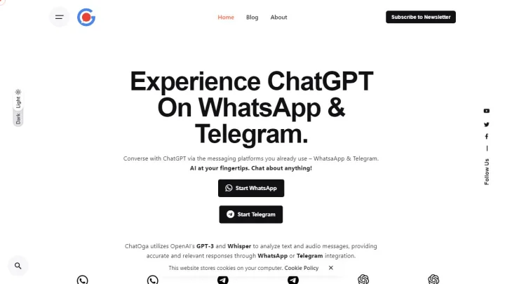 Screenshot of ChatOga website