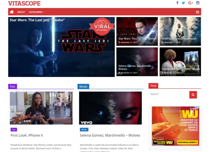 Screenshot of Vitascope website