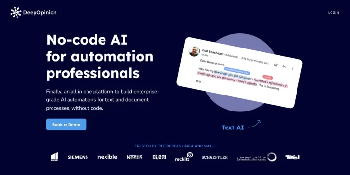 Screenshot of DeepOpinion website
