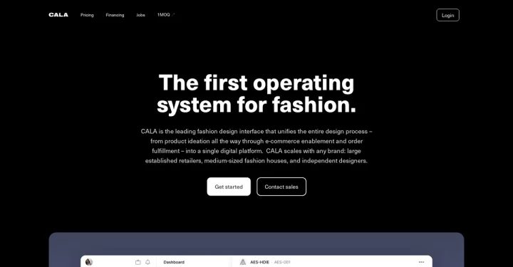 Screenshot of Cala website