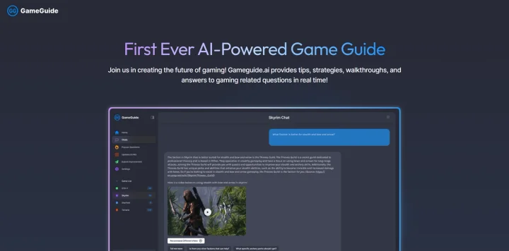 Screenshot of GameGuide website