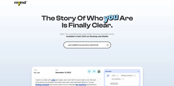 Screenshot of Mynd website