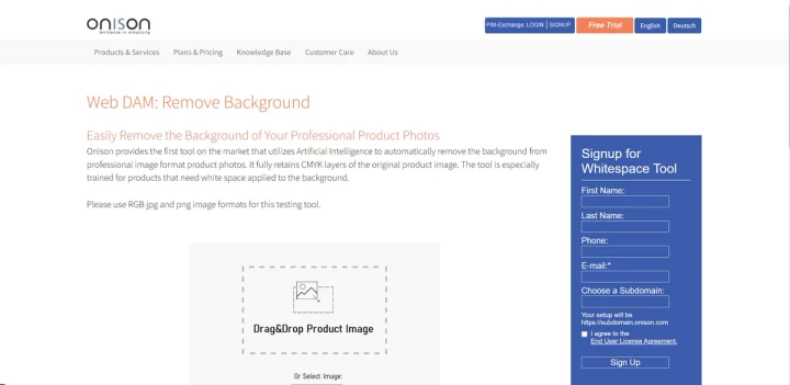 Screenshot of Onison website