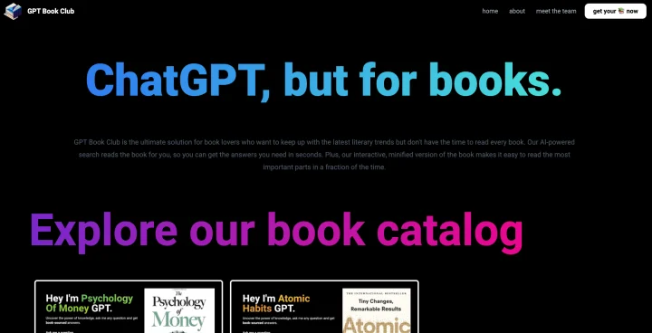 Screenshot of GPT Book Club website