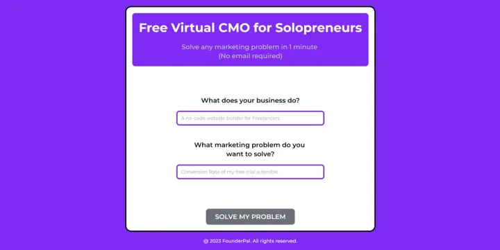 Screenshot of Virtual CMO website