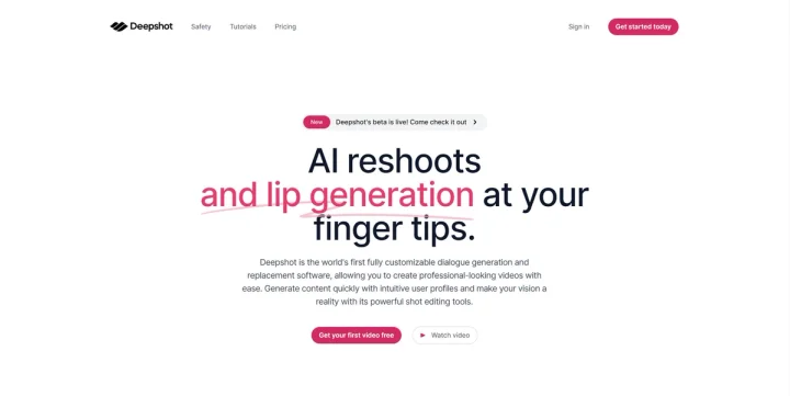 Screenshot of Deepshot AI website