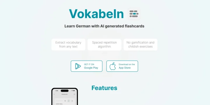 Screenshot of Vokabeln website
