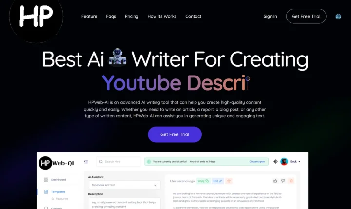 Screenshot of HPWeb-AI website