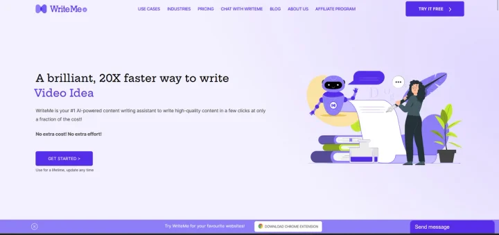 Screenshot of WriteMeAI website
