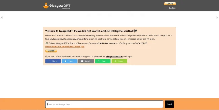 Screenshot of GasgowGPT website