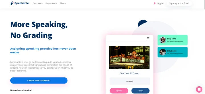 Screenshot of Speakable website