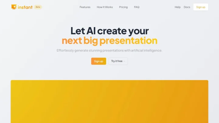 Screenshot of Instant AI for Google Slides website