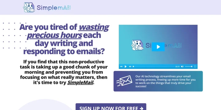 Screenshot of SimpleMail website