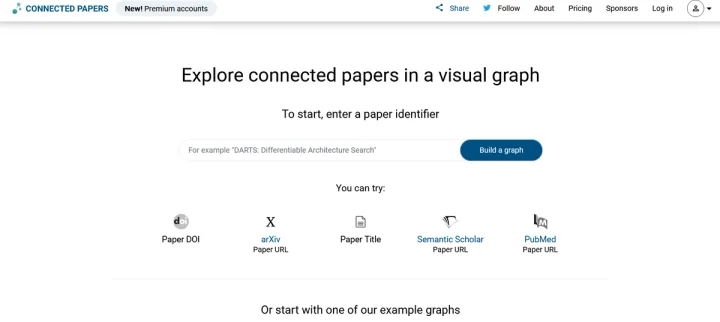 Screenshot of Connected Papers website