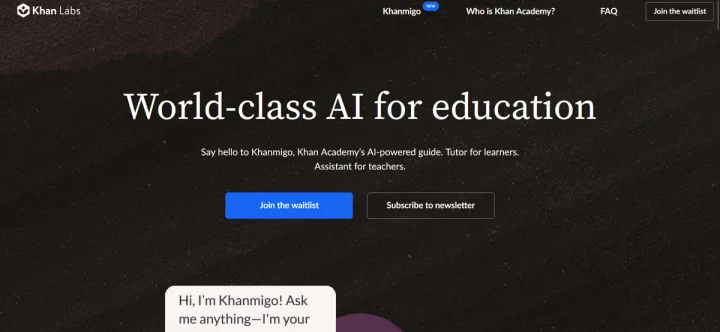 Screenshot of Khan Academy Khanmigo website