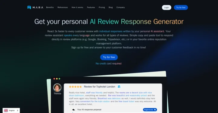 Screenshot of MARA website