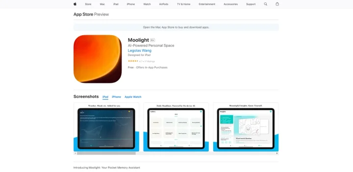 Screenshot of Moolight website