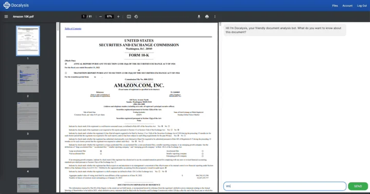 Screenshot of Docalysis website