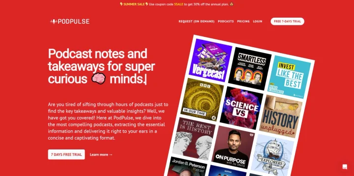 Screenshot of Podpulse website
