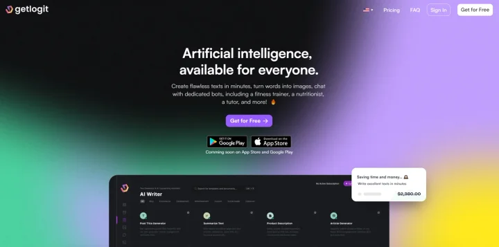 Screenshot of GetLogit website