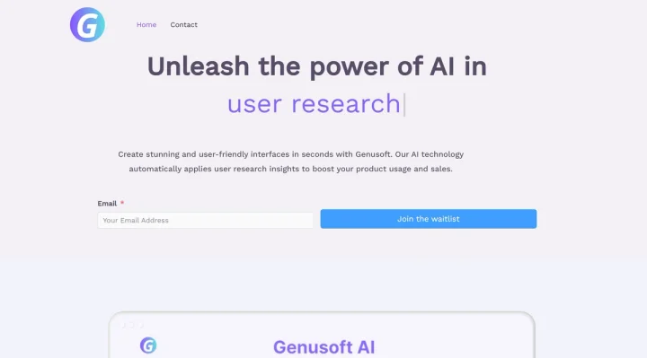 Screenshot of Genusoft AI website
