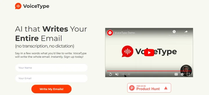 Screenshot of VoiceType website