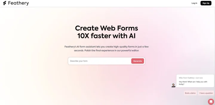 Screenshot of Feathery AI website