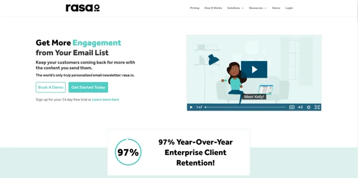 Screenshot of Rasa.io website