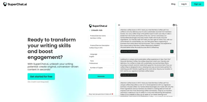 Screenshot of SuperChat.ai website