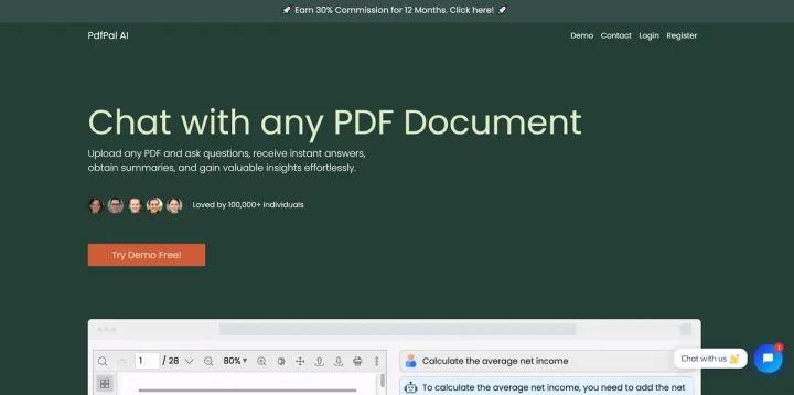 Screenshot of PdfPal AI website